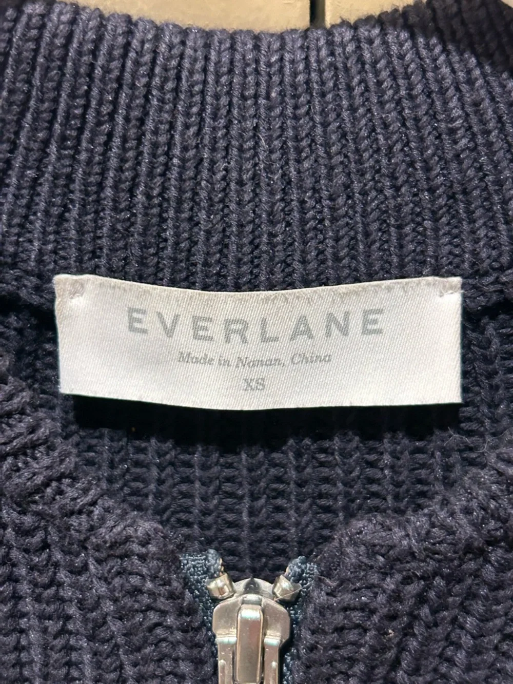 Everlane Organic Cotton Fisherman Crop Sweater Cardigan Black , XS - Picture 6 of 7